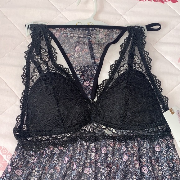 Jessica Simpson Floral Lace 2 PC Mesh Teddy with Thong G-String Size S & M NWT - Picture 2 of 6